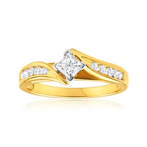 9ct Yellow Gold & White Gold Ring With 1/2 Carat Of Diamonds Shiels