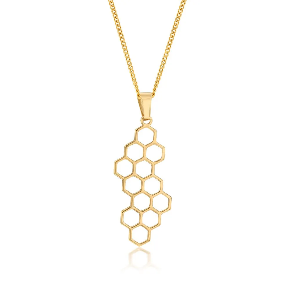 9ct Yellow Gold Beehive Pattern Pendant Shiels