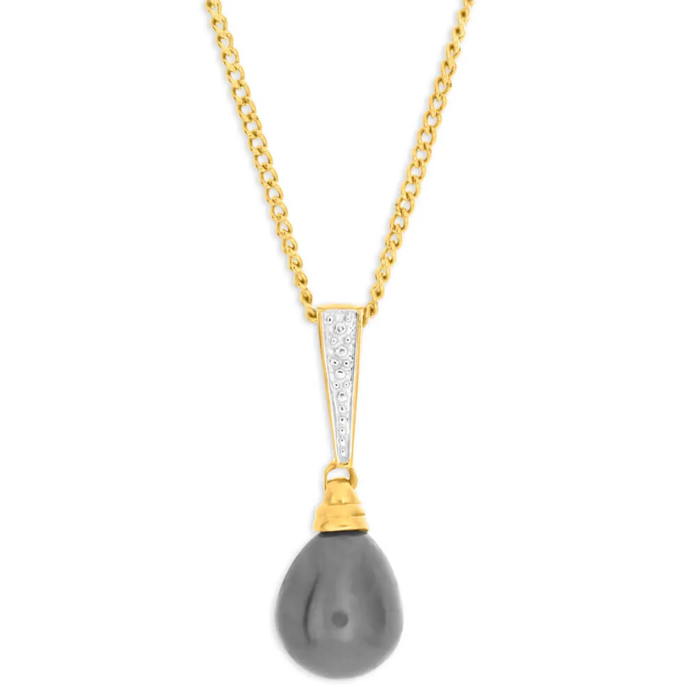 9ct Yellow Gold Black Freshwater Pearl Pendant Shiels