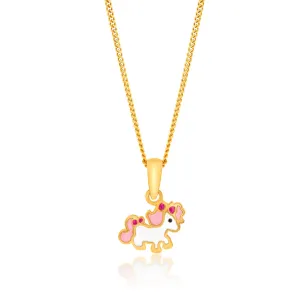 9ct Yellow Gold Coloured Unicorn Pendant Shiels