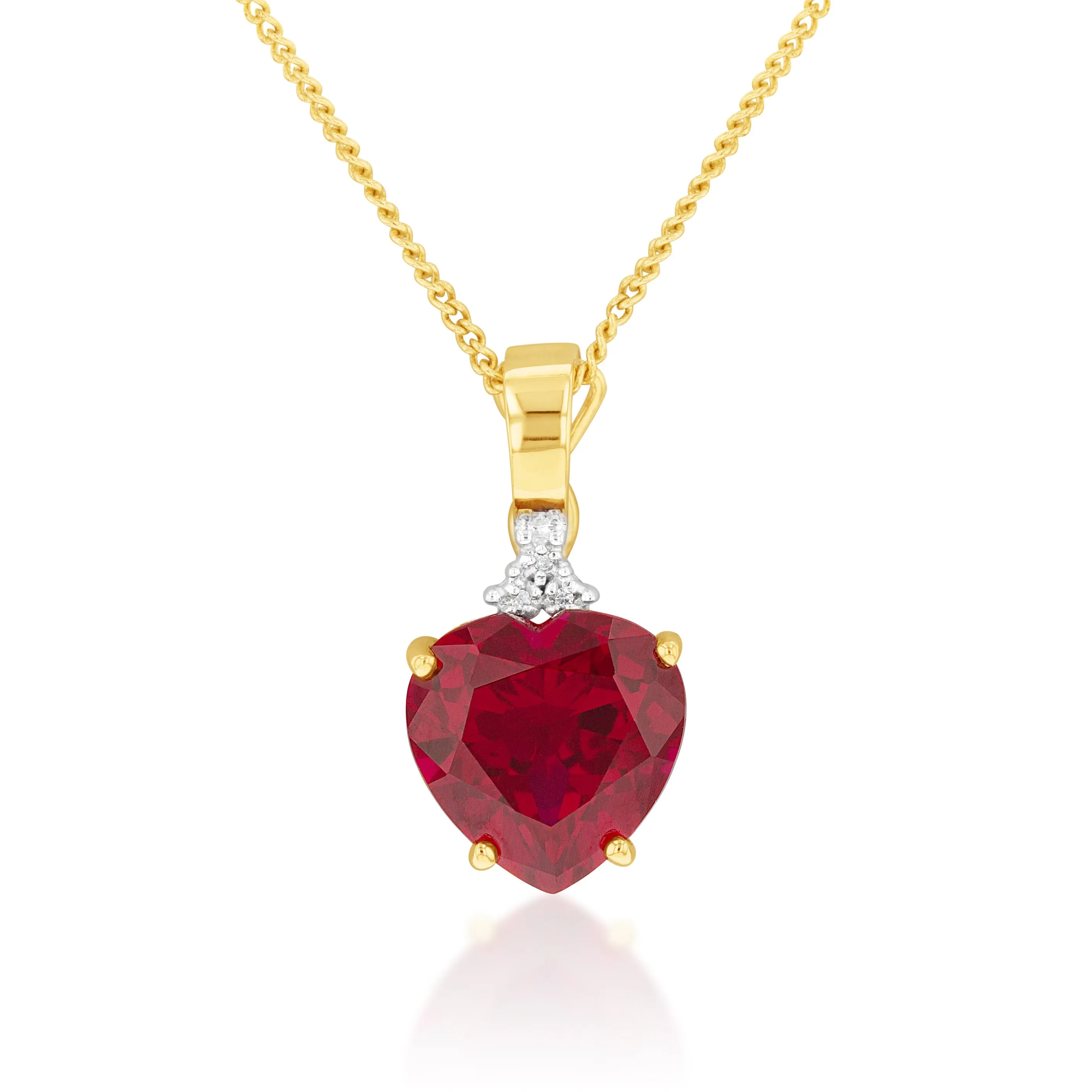9ct Yellow Gold Created Ruby and Diamond Enhancer Pendant Shiels