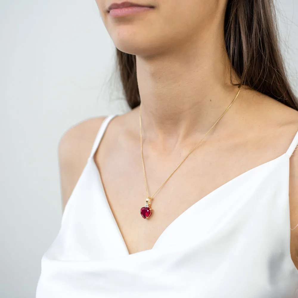 9ct Yellow Gold Created Ruby and Diamond Enhancer Pendant Shiels