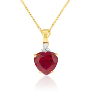 9ct Yellow Gold Created Ruby and Diamond Enhancer Pendant Shiels