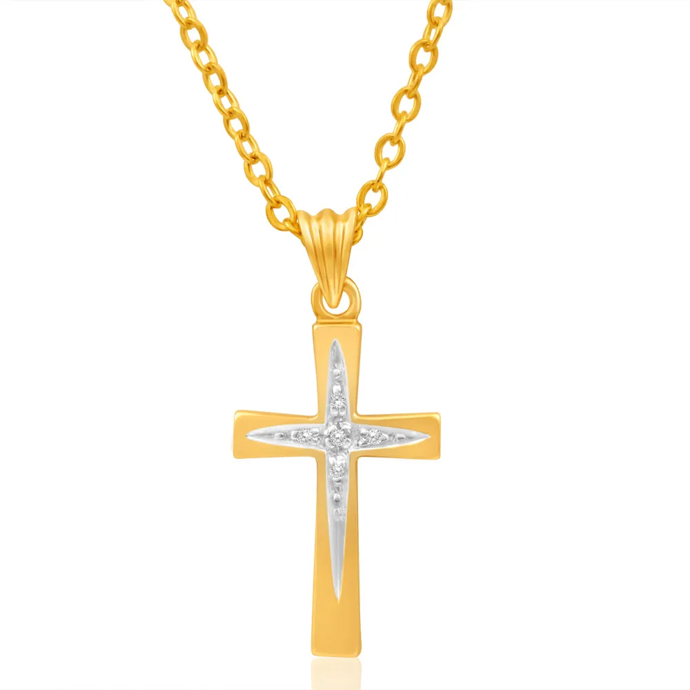 9ct Yellow Gold Cross Diamond Pendant Shiels