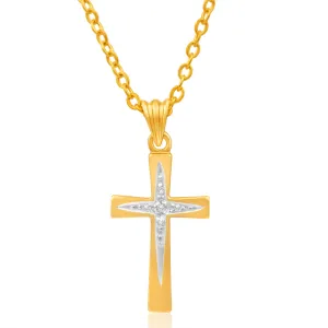 9ct Yellow Gold Cross Diamond Pendant Shiels
