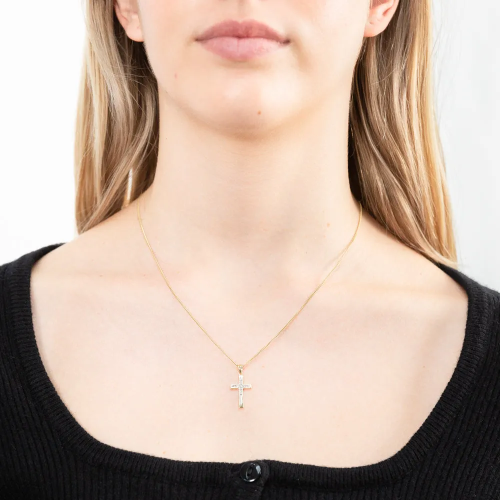 9ct Yellow Gold Cross Diamond Pendant Shiels