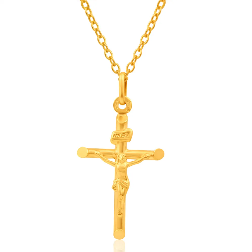 9ct Yellow Gold Crucifix Bar Pendant Shiels