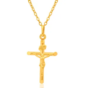 9ct Yellow Gold Crucifix Bar Pendant Shiels