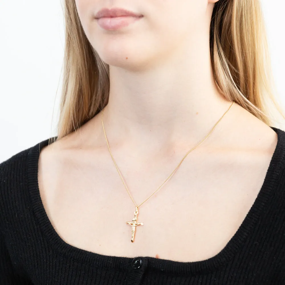9ct Yellow Gold Crucifix Bar Pendant Shiels