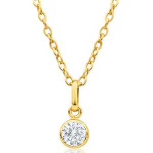 9ct Yellow Gold Cubic Round Zirconia 5mm Pendant Shiels