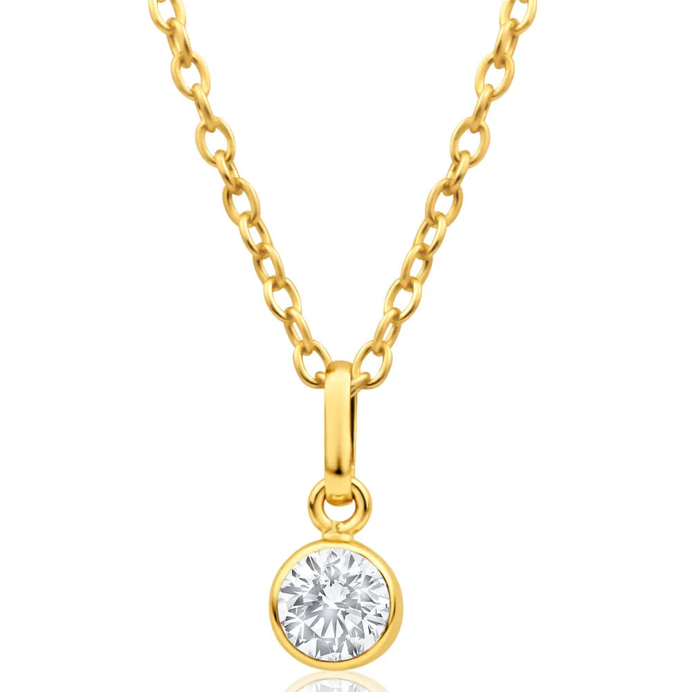 9ct Yellow Gold Cubic Round Zirconia 5mm Pendant Shiels