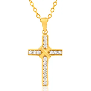 9ct Yellow Gold Cubic Zirconia Cross Pendant Shiels