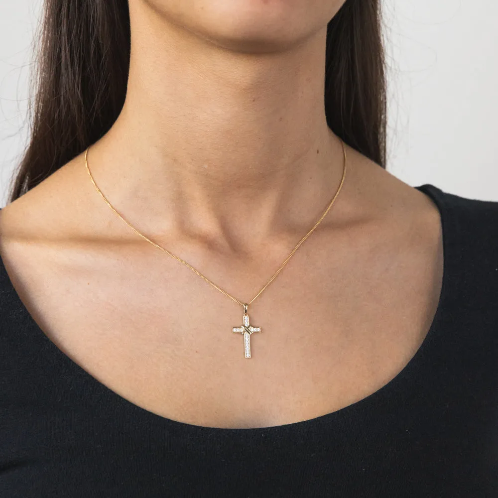 9ct Yellow Gold Cubic Zirconia Cross Pendant Shiels