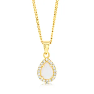 9ct Yellow Gold Cubic Zirconia Opal Pear Pendant Shiels