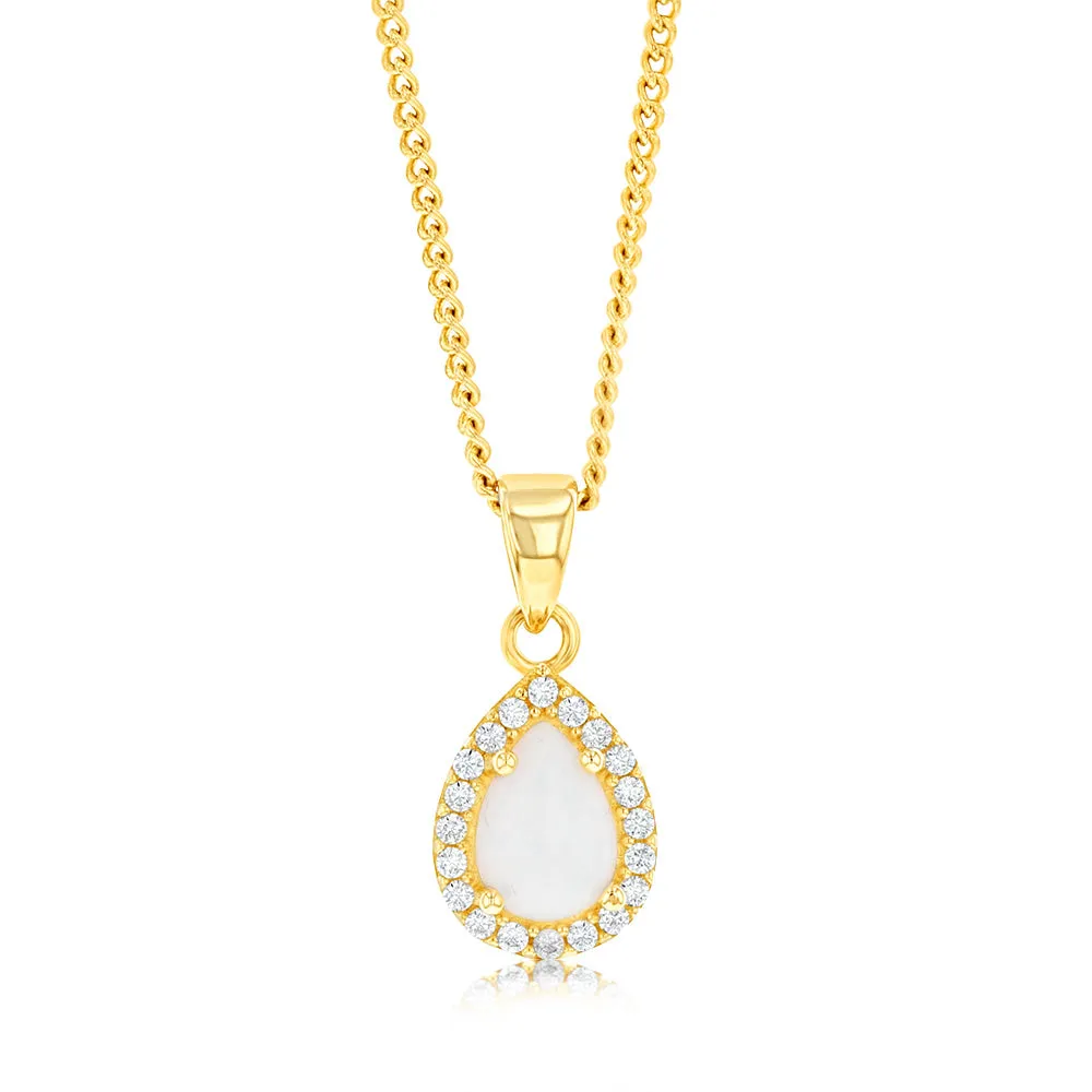 9ct Yellow Gold Cubic Zirconia Opal Pear Pendant Shiels