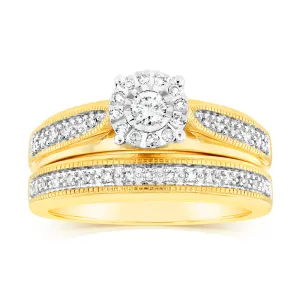 9ct Yellow Gold Cushion Shaped Bridal Ring in 0.30 Carat Natural Diamonds Shiels