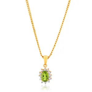 9ct Yellow Gold Diamond and Peridot Pendant Shiels