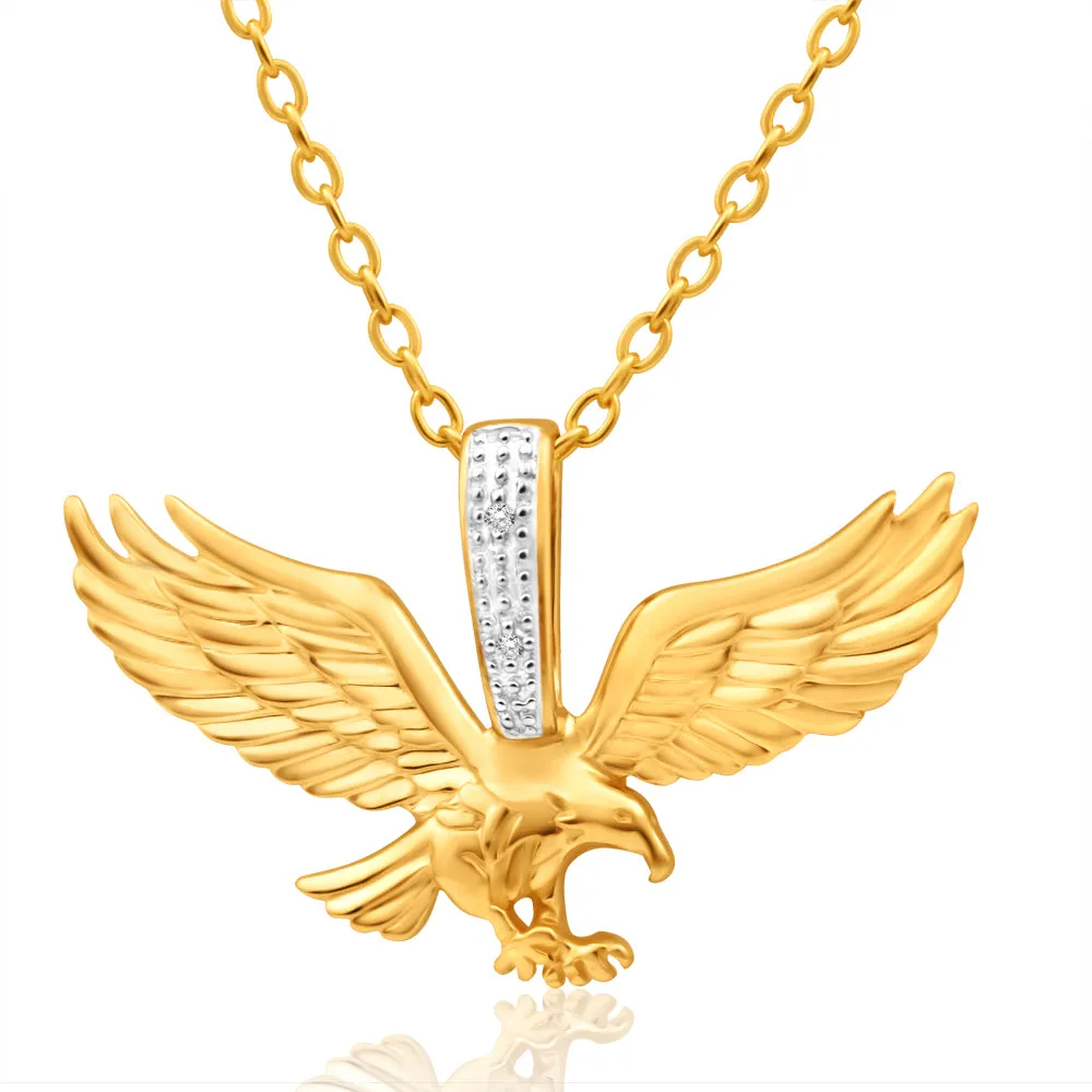 9ct Yellow Gold Diamond Eagle Pendant Shiels