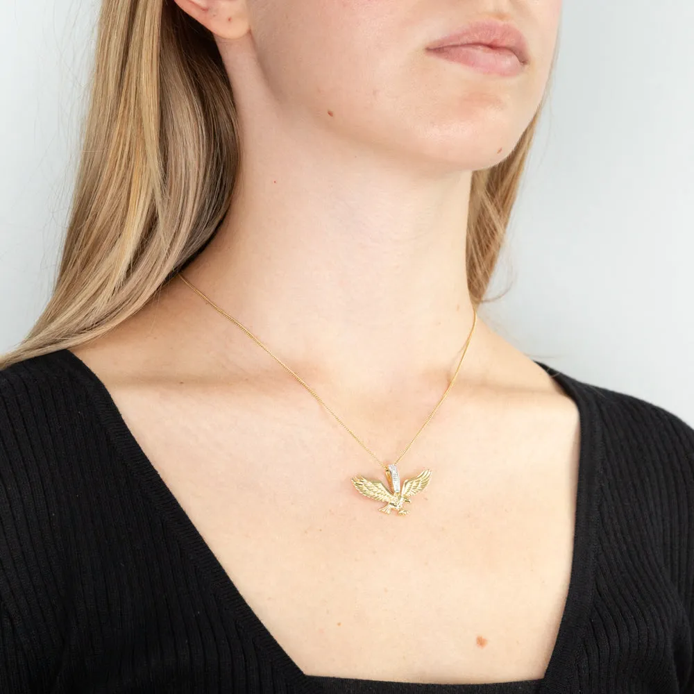 9ct Yellow Gold Diamond Eagle Pendant Shiels