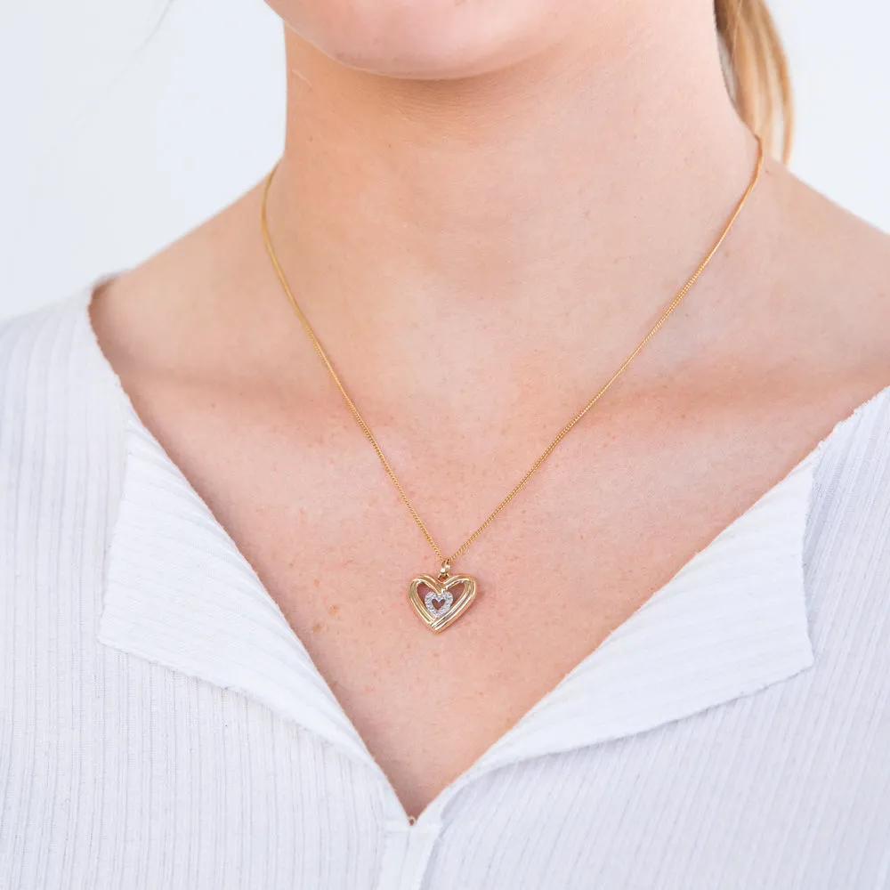 9ct Yellow Gold Diamond Heart Pendant Shiels