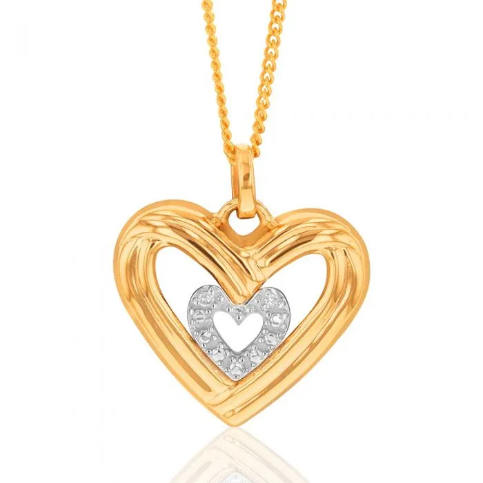 9ct Yellow Gold Diamond Heart Pendant Shiels