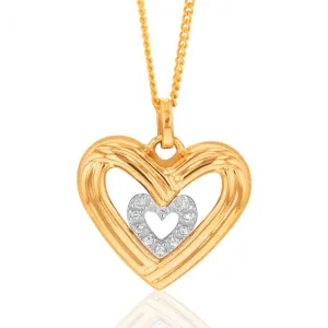 9ct Yellow Gold Diamond Heart Pendant Shiels