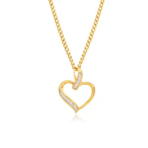 9ct Yellow Gold Diamond Heart Pendant with 12 Brilliant Diamonds Shiels