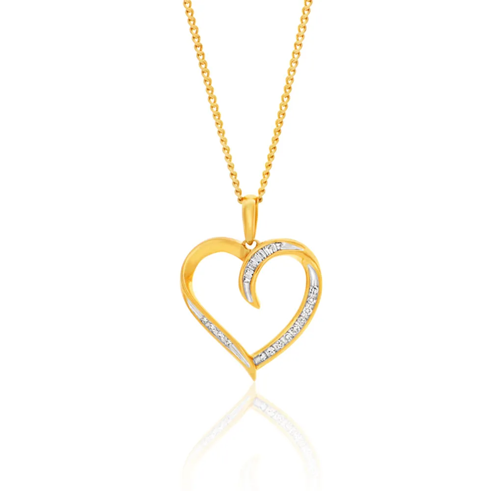 9ct Yellow Gold Diamond Pendant Set with 21 Brilliant Diamonds Shiels