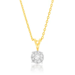9ct Yellow Gold Diamond Pendant with Infinity Detail on Adjustable Length 45cm Chain Shiels