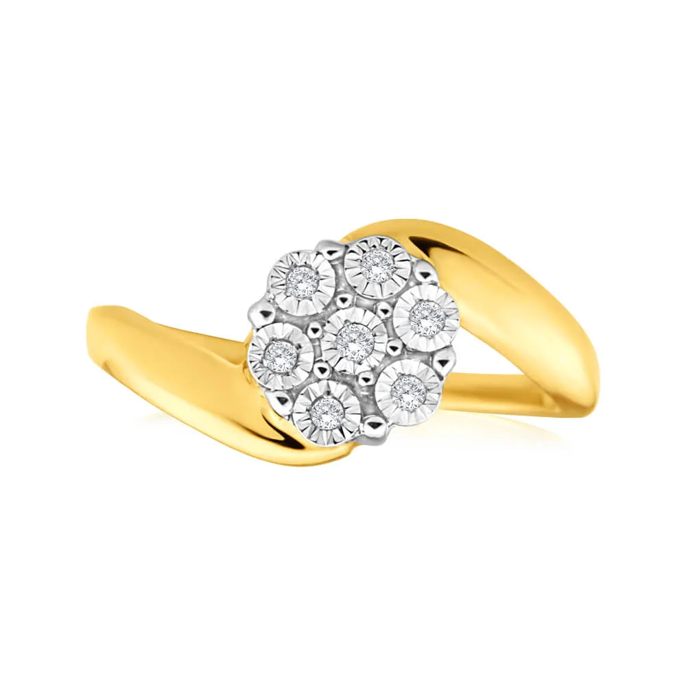 9ct Yellow Gold Diamond Ring Set With 7 Brilliant Cut Diamonds Shiels
