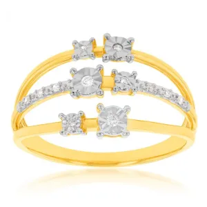 9ct Yellow Gold Diamond Ring with 12 Brilliant Diamonds Shiels