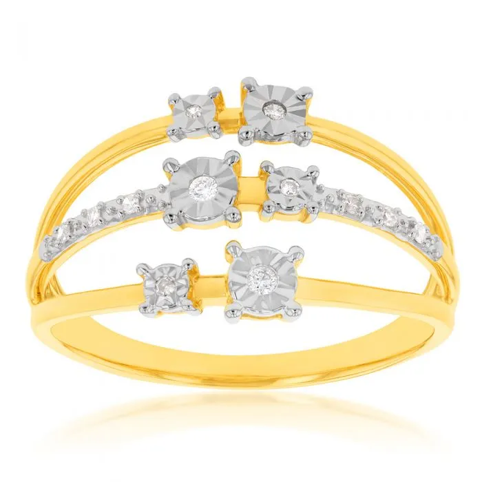 9ct Yellow Gold Diamond Ring with 12 Brilliant Diamonds Shiels