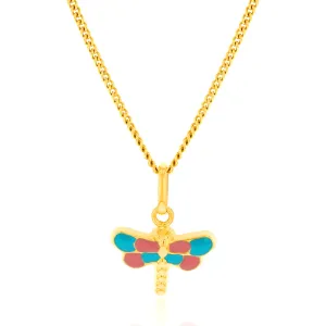 9ct Yellow Gold Dragonfly Enamel Pendant Shiels
