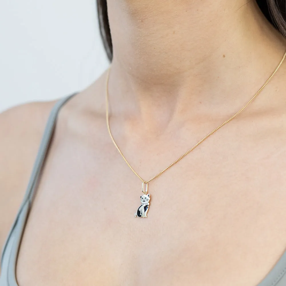 9ct Yellow Gold Engraved Cat Pendant Shiels