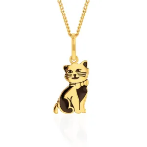 9ct Yellow Gold Engraved Cat Pendant Shiels