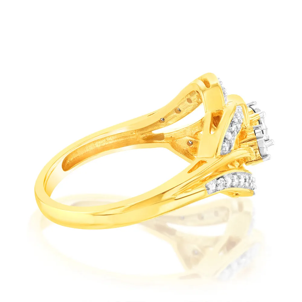 9ct Yellow Gold Fancy Ring in 1/6 Carat Natural Diamonds Shiels