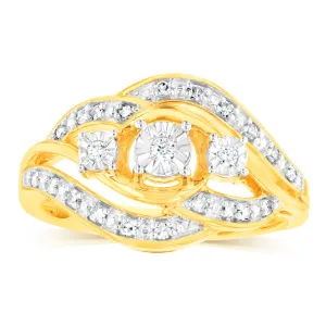 9ct Yellow Gold Fancy Ring in 1/6 Carat Natural Diamonds Shiels