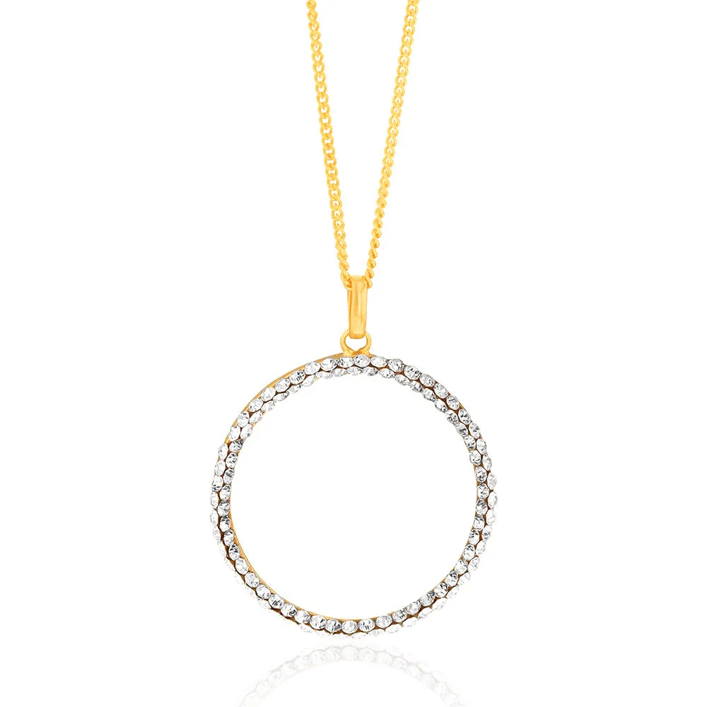 9ct Yellow Gold Filled 20mm Round Crystal Pendant Shiels