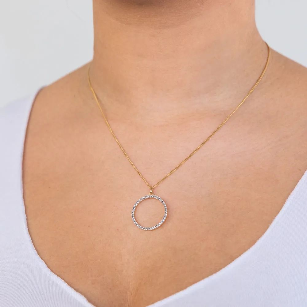 9ct Yellow Gold Filled 20mm Round Crystal Pendant Shiels