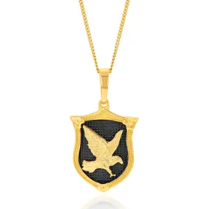 9ct Yellow Gold Flying Eagle On Shield Pendant Shiels