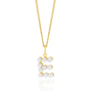 9ct Yellow Gold Fresh Water Pearl Mini Initial "E" Pendant Shiels
