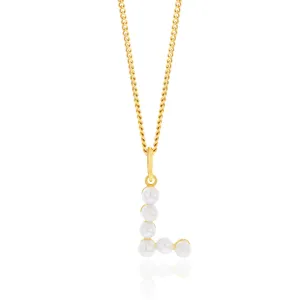 9ct Yellow Gold Fresh Water Pearl Mini Initial "L" Pendant Shiels