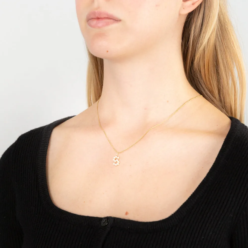 9ct Yellow Gold Fresh Water Pearl Mini Initial "S" Pendant Shiels