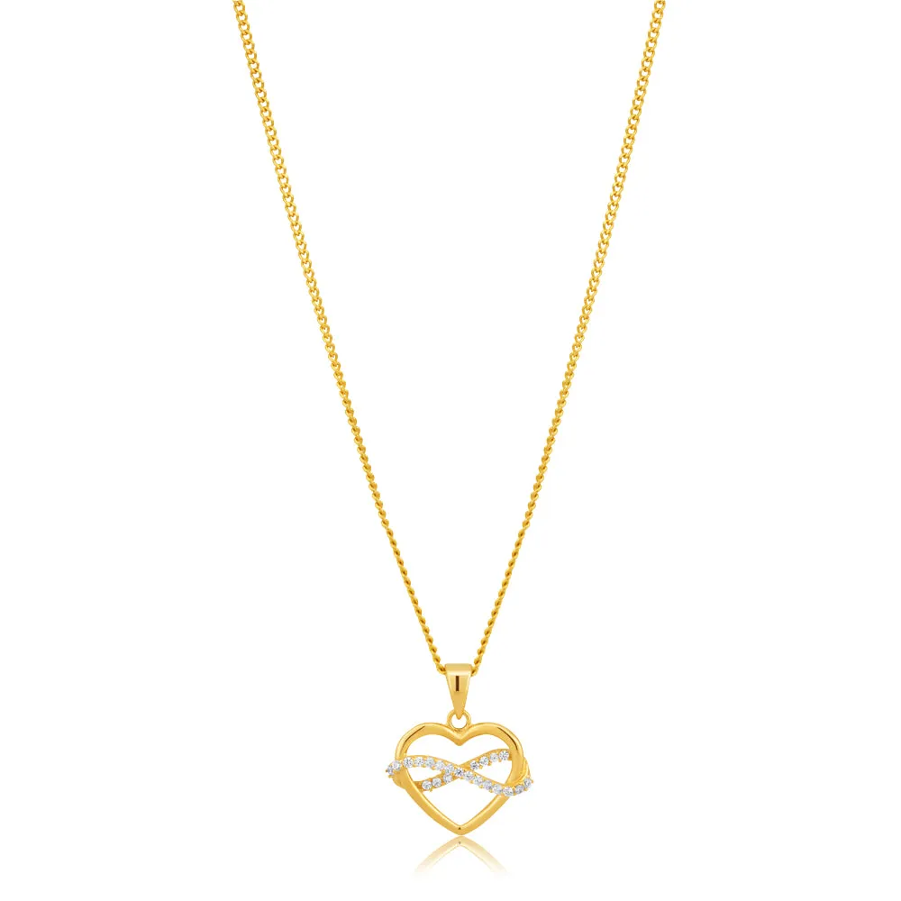 9ct Yellow Gold Heart and Infinity Cubic Zirconia Pendant Shiels