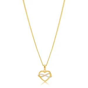 9ct Yellow Gold Heart and Infinity Cubic Zirconia Pendant Shiels