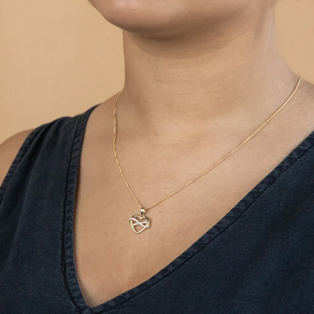 9ct Yellow Gold Heart and Infinity Cubic Zirconia Pendant Shiels