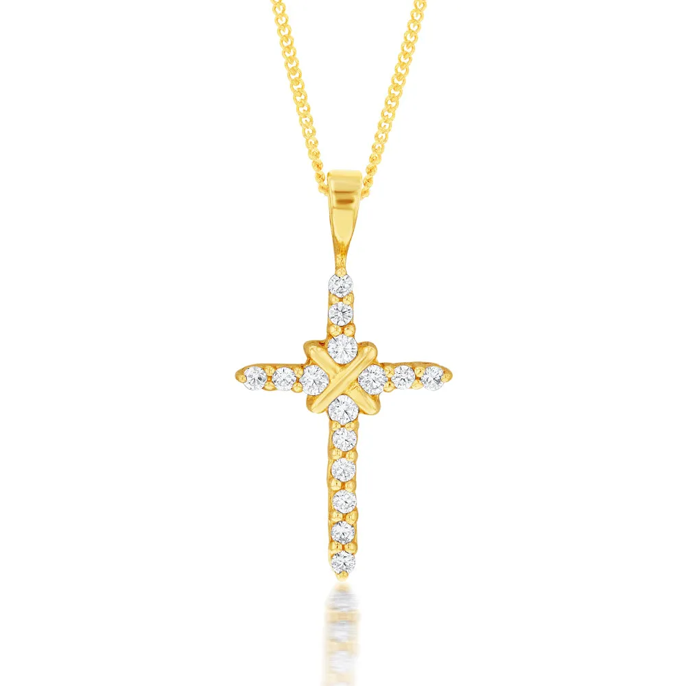 9ct Yellow Gold Impressive Cubic Zirconia Cross Pendant Shiels