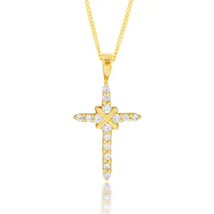 9ct Yellow Gold Impressive Cubic Zirconia Cross Pendant Shiels