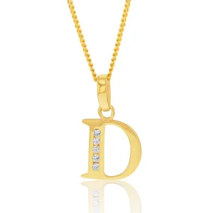 9ct Yellow Gold Inital D Zirconia Pendant Shiels