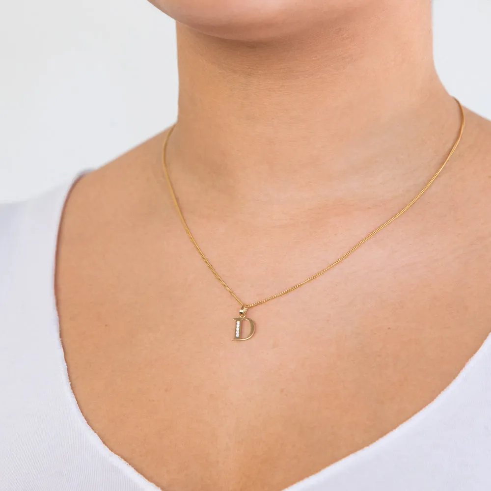 9ct Yellow Gold Inital D Zirconia Pendant Shiels